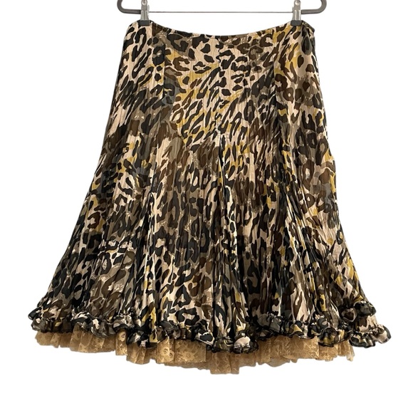 Alberto Makali Vintage Leopard Long Skirt crinkle flare fairycore regentcore 14 - Picture 1 of 13